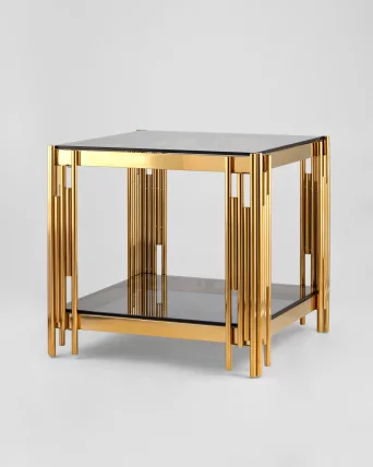 Журнальный столик ГЭТСБИ 55x55 Золото стекло smoke_1