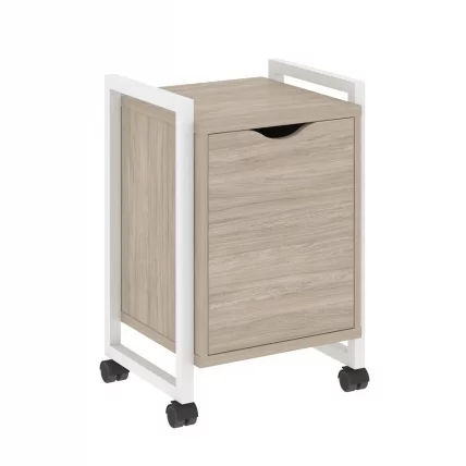 Тумба на колесных опорах с распашным фасадом LOFT VR.L-T2.K Металл белый Дуб Аттик_0