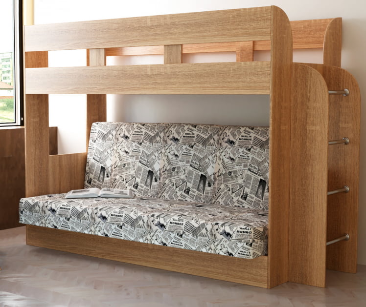 Кровать-диван Дива Ясень шимо темный/Газета_0