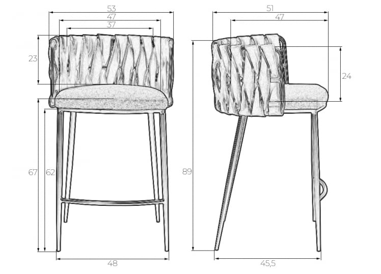 Стул полубарный DOBRIN AMELIA COUNTER (серая ткань (F-48), темно-серый винтажный PU (MF-12))_9