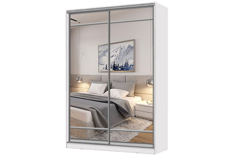 Шкаф-купе 2-х дверный Виктория 1400х584х2300, Белый 14ДЗЗЗДЗЗЗ-ПШ-Б 310-144_0