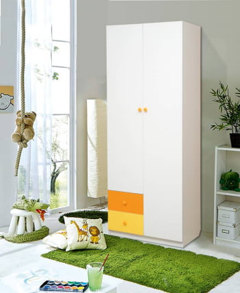 Шкаф 2-х дверный с ящиками Радуга Белый/Желтый/Синий_0