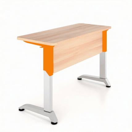 Парта двухместная Де Гласси Н (рост 3-5)  ЛДСП Дуб молочный/ Металл Серый+Оранжевый_0