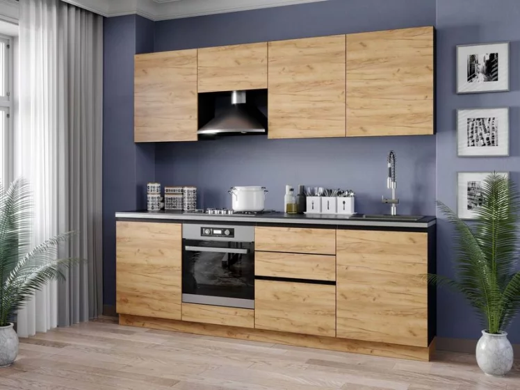 Шкаф кухонный 600 горизонтальный Шервуд ЛД 281.710.000.044 Черный Дуб золотой_2