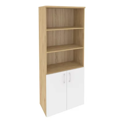 Шкаф высокий широкий (2 низких фасада ЛДСП) ONIX O.ST-1.1 Тиквуд Светлый/Белый_0