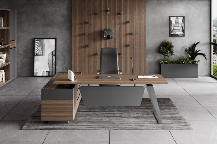 Стол руководителя на опорной тумбе QUARTZ QZ.0101.BW+QZ.0201.BW.GF.R правый_6