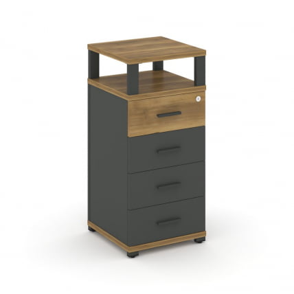 Тумба приставная с 4-мя ящиками и надставкой CONCEPT CN.TUO-003 B/W Сандал Янтарный Антрацит_0