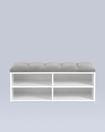 Обувница Хольст 2 белая велюр Серый_4