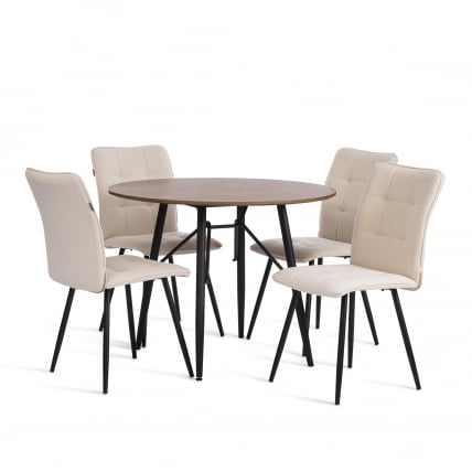 Стул обеденный Bari флок , 46х55х89, молочный/черный, 4_9