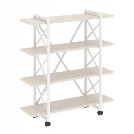 Стеллаж на колесных опорах - 4 полки LOFT  VR.L-MST.K-4.8V Металл белый Денвер светлый_0