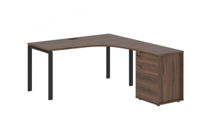 Стол эргономичный с тумбой правый EDIS EUCET 1518 R Дуб Денвер темный Черный_0