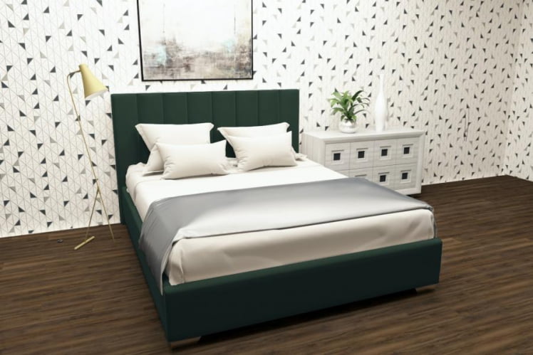 Мягкая интерьерная кровать Терра с ортопедическим основанием Цвет фасада: Зеленый; Материал фасада: Металл/Велюр; Спальное место: 900х2000 мм_0