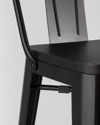 Стул барный Tolix Wood 75.5  со спинкой Черный_6