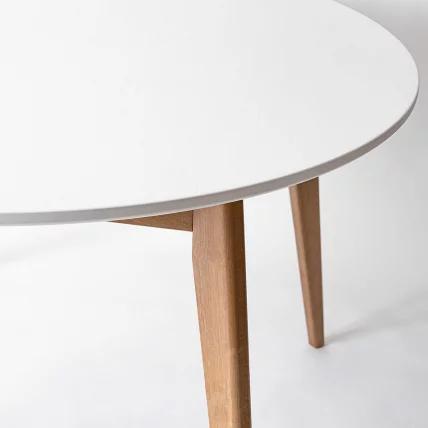 Стол обеденный Орион 100x100 Эмаль белая Морилка Дуб натуральный_1