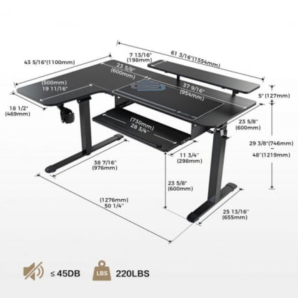 Стол для для компьютера (для геймеров) угловой (левый) c электроприводом EUREKA ERK-L60L-B-PRO-V1-EU_8