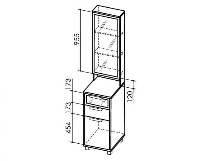 Тумба с зеркалом WEST Модуль 3 Ясень шимо св/ясень шимо темн_2