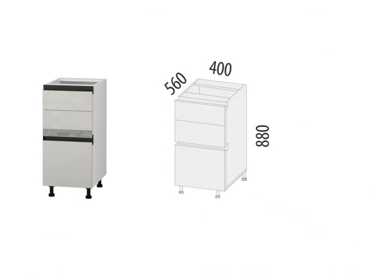 Напольный шкаф (3 ящика с метабоксами) Бостон 104.59_4