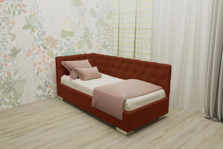 ДЕТСКАЯ МЯГКАЯ ИНТЕРЬЕРНАЯ КРОВАТЬ ВЕРСАЛЬ БЕЗ ОСНОВАНИЯ (BERHOUSE) Цвет фасада: Оранжевый; Материал фасада: Металл/Велюр; Спальное место: 800х1900_0