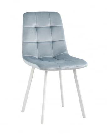 Комплект из четырех стульев Chilly велюр серо-голубой ножки белые 4 шт._1