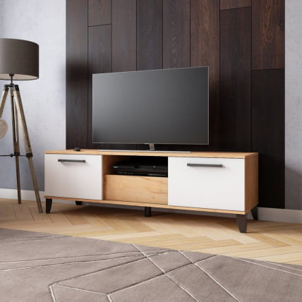 Тумба под ТВ ТВМ-2 ЛДСП Дуб крафт золотой /ЛДСП Белый_0