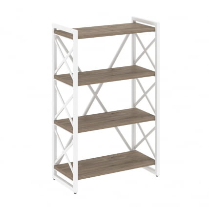 Стеллаж на регулируемых опорах - 4 полки LOFT VR.L-MST.O-4.8 Металл белый Тиквуд темный_0