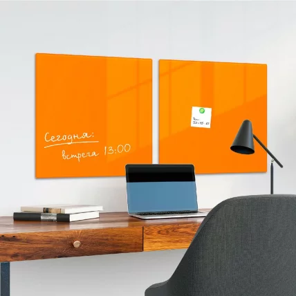 Доска магнитно-маркерная стеклянная BRAUBERG 45х45 см Оранжевая_4