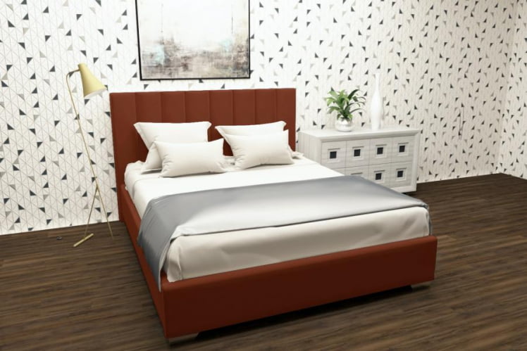 Мягкая интерьерная кровать Терра без основания Материал фасада: Металл/Велюр; Спальное место: 1400х2000 мм; Цвет: Оранжевый_0