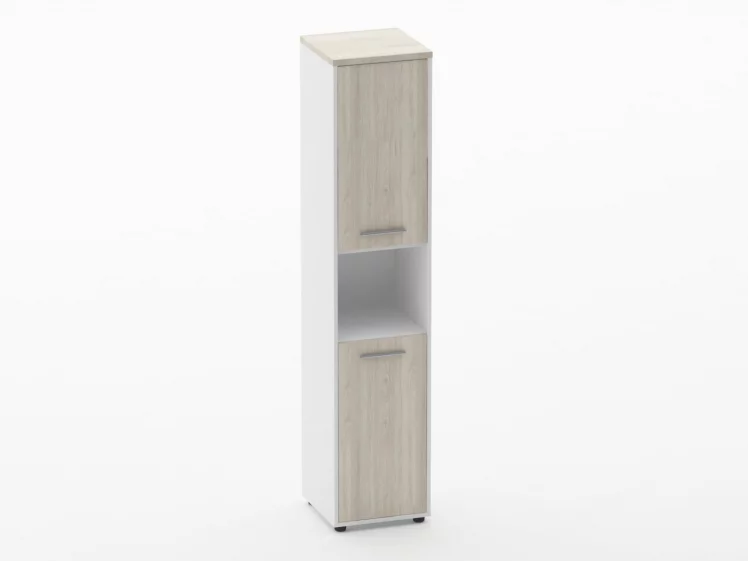 Шкаф 4 узкий закрытый, с нишей Deka 10.19.12Л Дуб Сантана светлый/Белый_0