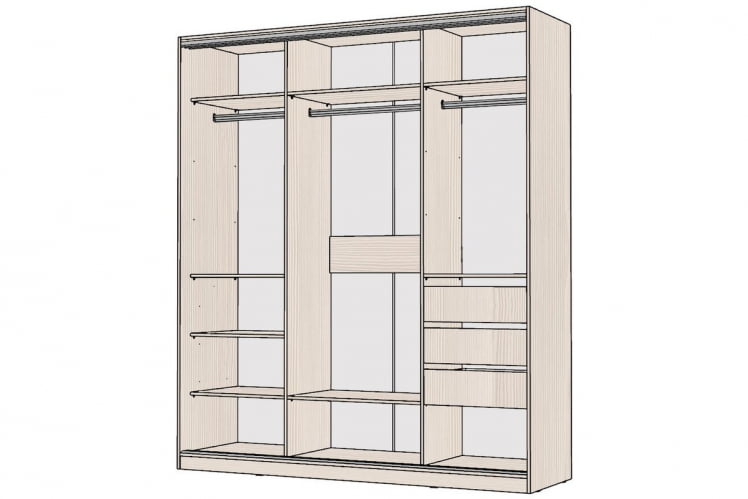 Шкаф-купе 3-х дверный Виктория 2000х584х2300, Бодега светлая 20ДЛДЛДЛ-ПЯШШ-Бс 310-3117_1