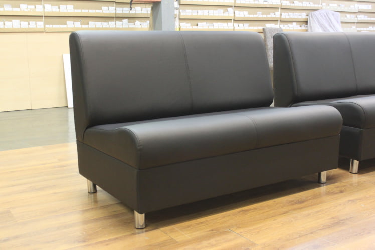 Диван офисный Диванная секция Клерк 3 двойная без подлокотников черный Ecotex 3001_2