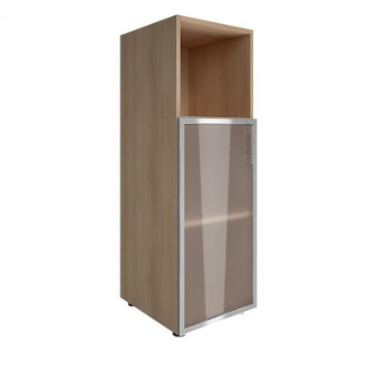 Шкаф книжный средний со стеклом в раме Lacobel без топа YALTA LT-SU 2.2L black Снежная Патина_0