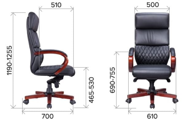 Стул руководителя Everprof President Wood Кожа Черный_4