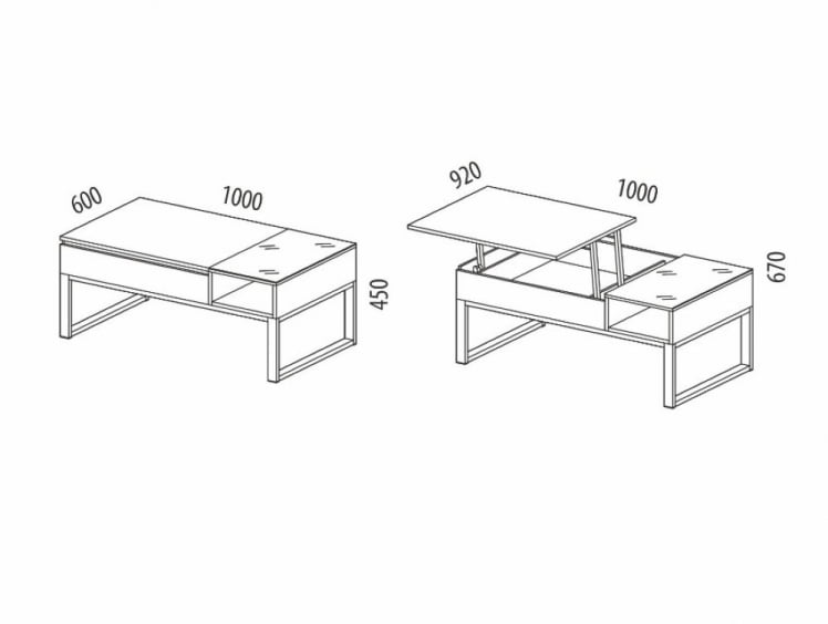 Журнальный стол-трансформер Агат 37 Дуб Вотан-Черный_12