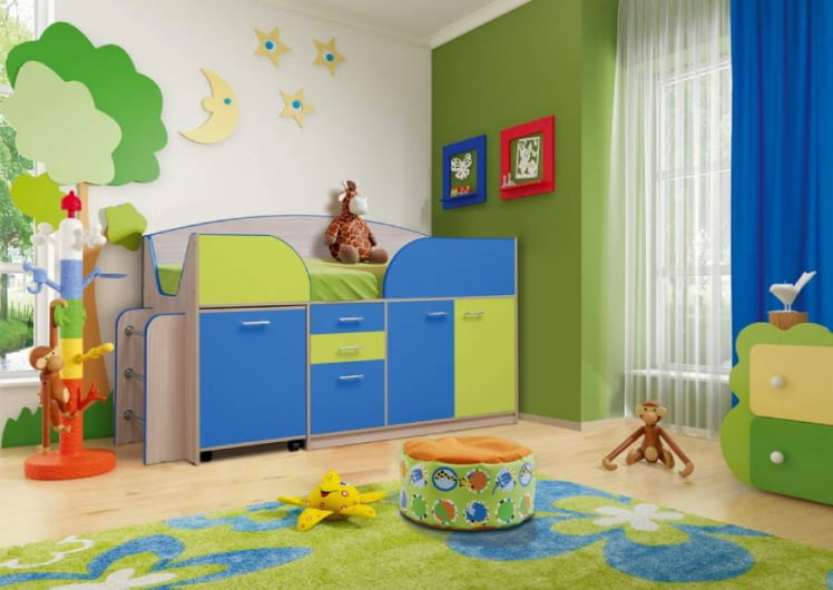 Уголок школьника Юниор-4.1 Ясень шимо светлый/Синий/Желтый_0