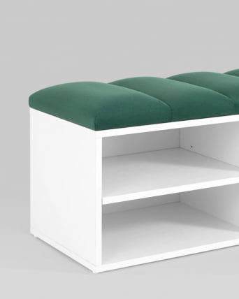 Обувница Хольст 2 белая велюр Зеленый_3