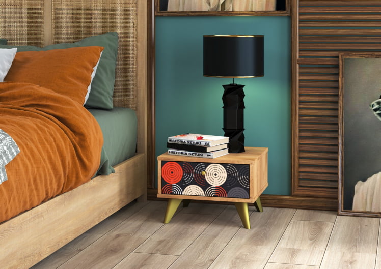 Тумба прикроватная Фьюжн ТМ-004 дуб крафт золотой/VINIL_2