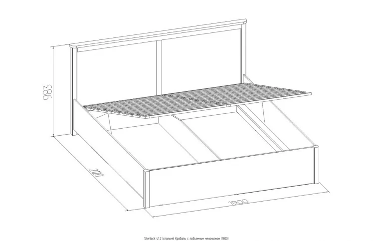 Кровать с подъемным механизмом (1800) Sherlock 41.2 Дуб Сонома (спальня)_1