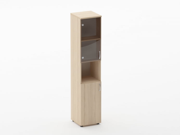 Шкаф высокий со стеклом и нишей Glassy 6.19.14Л Бук светлый_0