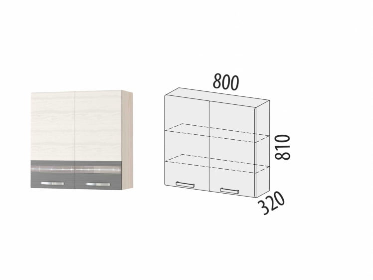 Шкаф кухонный Графит 74.11 Сосна Астрид /Ваниль/Графит_2