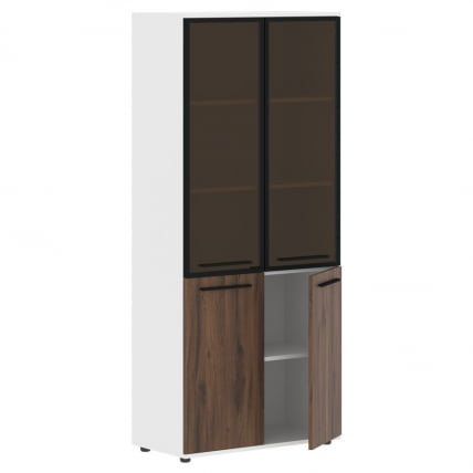 Шкаф комбинированный  с дверьми в металлической раме EDIS EHCS 85.7 Дуб Денвер темный Черный Белый_1