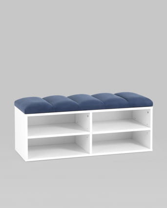 Обувница Хольст 2 белая велюр Синий_2