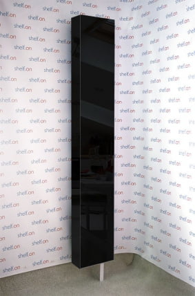 Поворотный шкаф в черном глянцевом стекле Лупо Шелф (правый) Венге_1