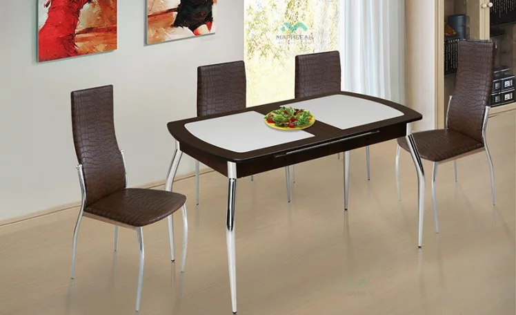 Стол обеденный раздвижной со стеклом 70/120_0