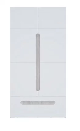 Шкаф двустворчатый с ящиками Палермо Юниор 07 Ясень шимо светлый Белый глянец_1