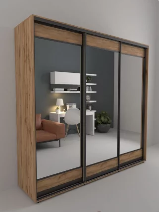 Шкаф-купе 3-х дверный Акцент-Лайт 3 1500х600 Дуб крафт золотой_0