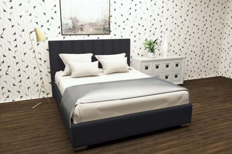 Мягкая интерьерная кровать Терра без основания Материал фасада: Металл/Велюр; Спальное место: 1800х2000 мм; Цвет: Темно серый_0