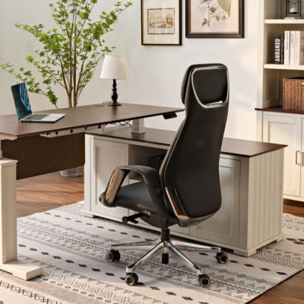 Эргономичное кресло руководителя Eureka OC07 SERENE (Nappa кожа), черное_8