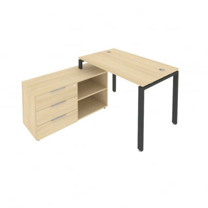 Рабочая станция на П-образном м/к с опорной тумбой левая Metal System Б.РС-СТС-2.2 Л Акация/Антрацит_0