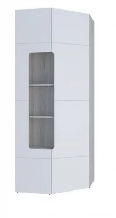 Шкаф угловой с полками Палермо Юниор 08 Ясень шимо светлый Белый глянец_0