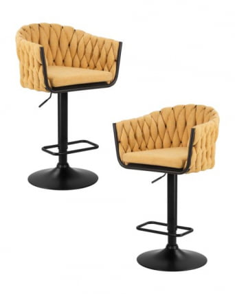 Стул барный DOBRIN LEON (желтая ткань (LAR 275-8)) 2 шт_0